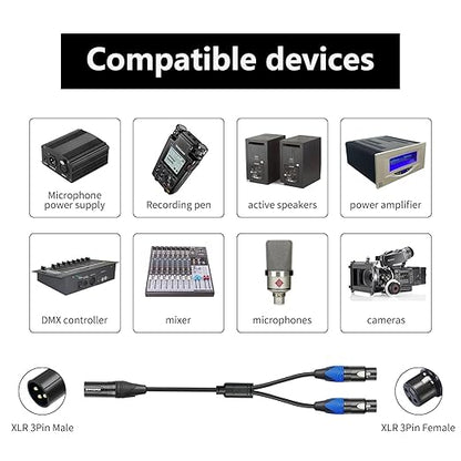 Smithok XLR Splitter Cable, Dual Female to Male Y Cable, Balanced Microphone - Image 3