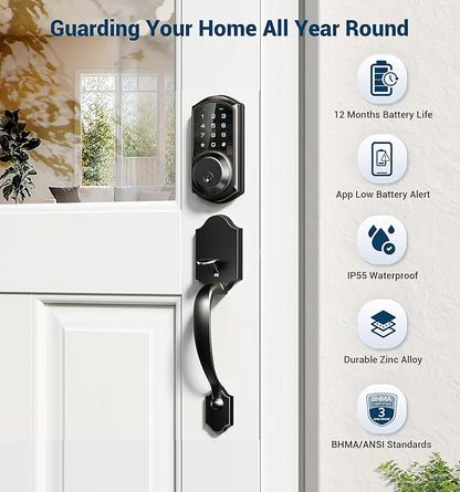 Veise VE06-H Smart Front Door Lock Set, App Control, Keyless Entry Deadbolt - Image 6