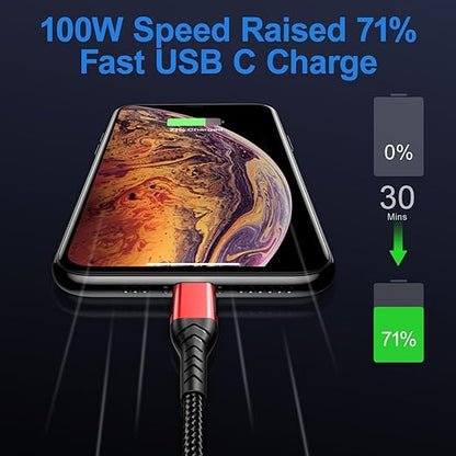 Durcord 2Pack 10ft USB C to USB C Cable, 100W Fast Charging, Compatible - Image 4