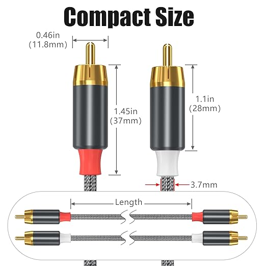 AGVEE 25ft RCA Cable, 2 RCA Male Thickened Six Claws Plug Stereo Auxiliary - Image 7