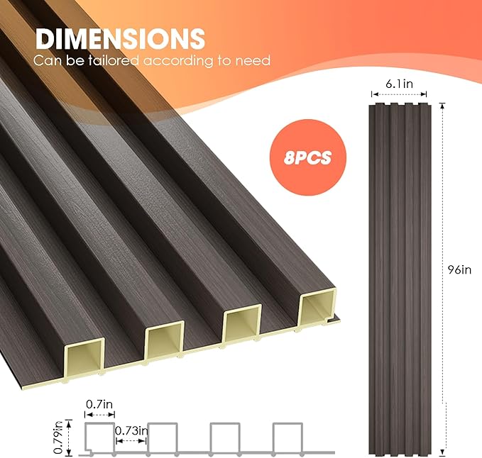 OUZUGIE WPC Acoustic Slat Wall Paneling, Living Room, TV Background, Study Room - Image 3