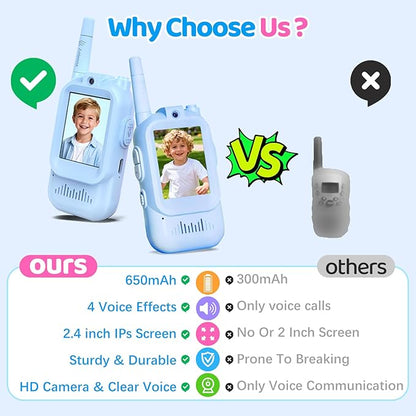 Video Walkie Talkies for Kids Toys, Birthday Gifts for Grandkids, 2 Pack HD - Image 8
