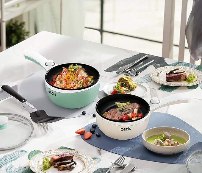 Dezin Hot Pot Electric Upgraded, Non-Stick Sauté Pan, Rapid Noodles Electric Pot - Image 8