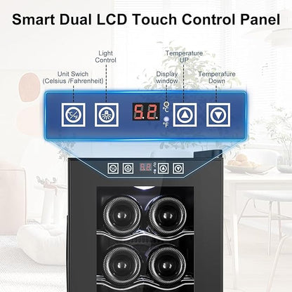 8 Bottles Wine Cooler Refrigerator, Small Wine Fridge, Mini Wine Fridge - Image 6