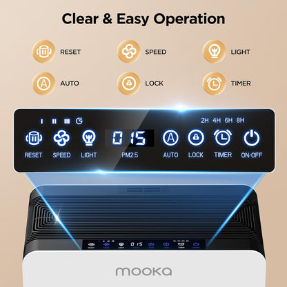 mooka air purifier for home pet large room, view 9