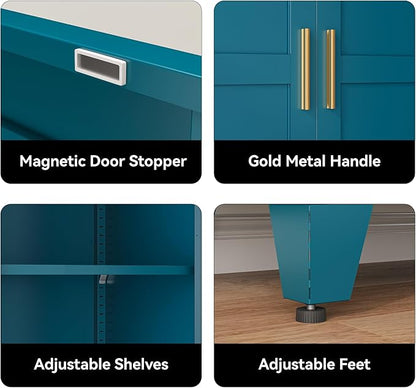 COFaR 71" Pantry Cabinet in Peacock Blue, 5-Tier Storage - Image 4