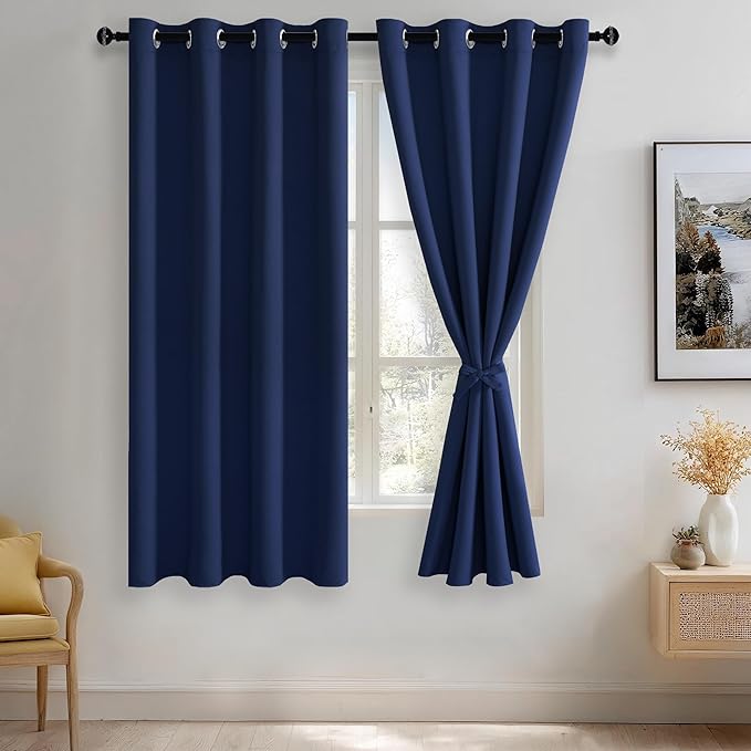 JIUZHEN Blackout Curtains with Tiebacks by JIUZHEN