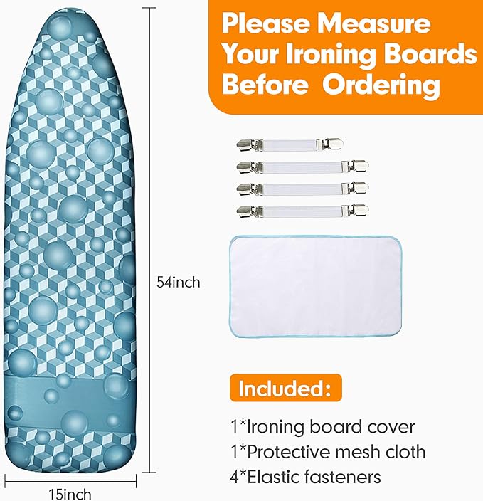 Ironing Board Cover and Pad, 15x54 Standard Size Thick Iron Padding, Scorch & - Image 6