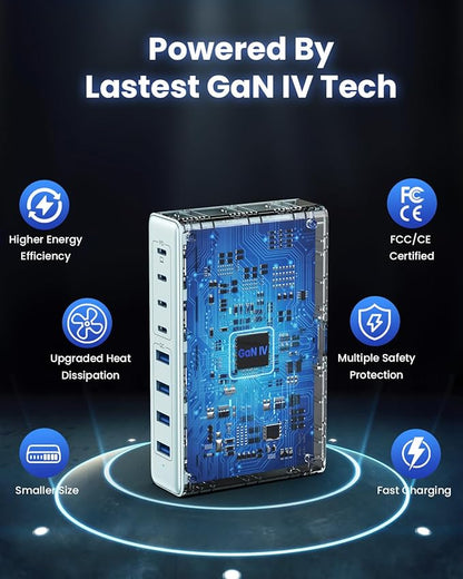 200W USB C Charger Block, GaN IV Charging Station 8 Ports, QC4.0 Fast Charging - Image 5