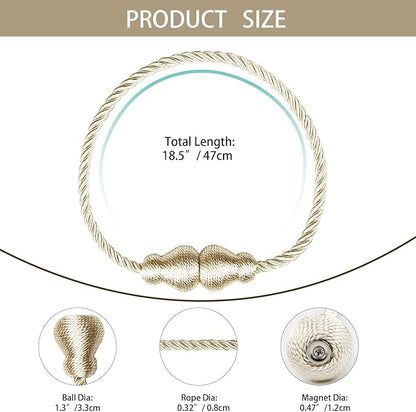 Nieffeiy Magnetic Curtain Tiebacks Outdoor Curtain Tie Backs Rope Decorative - Image 2