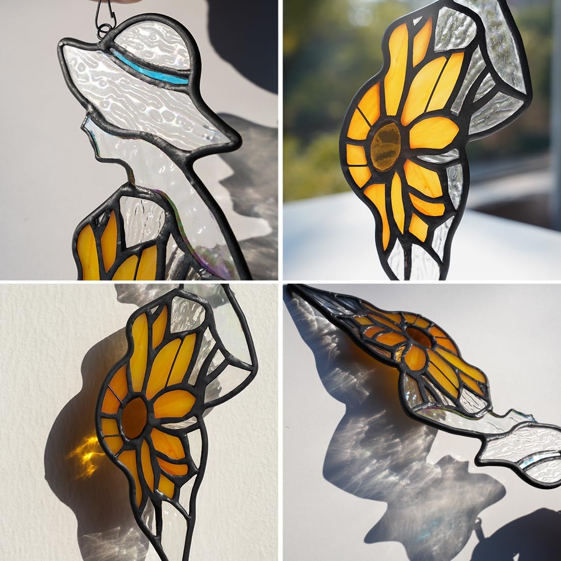 BOXCASA Sunflower Stained Glass Window Hanging Pregnancy Gift Suncatcher | Handcrafted Sunflower Stained Glass Suncatcher Gifts for Women First Time Mom Mom to Be Pregnancy Gift Window Hanging Decor
