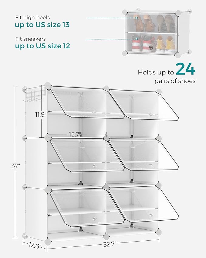 SONGMICS Shoe Rack Organizer, 6-Tier Shoe Storage Cabinet - Image 3