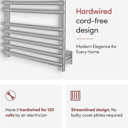 WarmlyYours Heated Towel Rack, 10-Bar Electric Towel Warmer, Brushed Stainless - Image 3