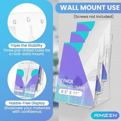 AMGSH 2 Pack 3 Tier Brochure Holder 8.5” x 11” - Image 4