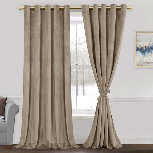 JIUZHEN Room Darkening Velvet Curtains 2 Panels Set, Luxury Window Treatment by JIUZHEN