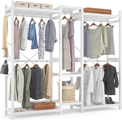 Homykic Bamboo Closet System Clothes Rack, Large Freestanding Garment Rack by Homykic