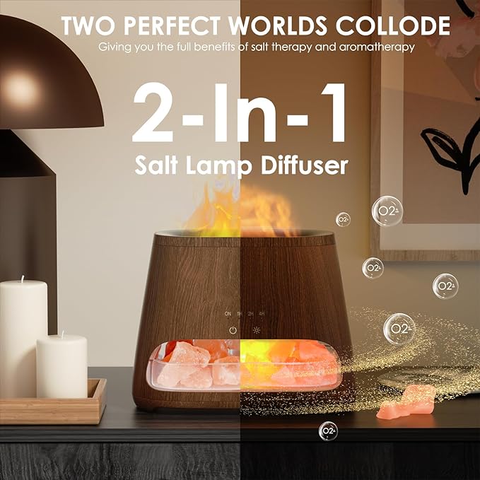 SALKING 2-in-1 Himalayan Salt Lamp Diffuser, Cool Mist Humidifier, Aromatherapy - Image 3