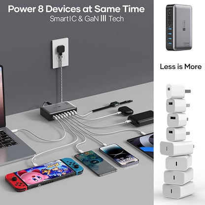USB C Fast Charger Block 200W, 8 Ports Charging Station - Image 6