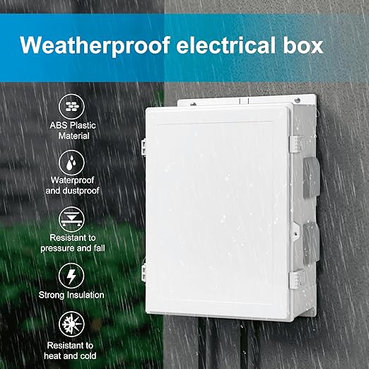 Outdoor Waterproof Electrical Junction Box, ABS Water Resistant Enclosure - Image 2