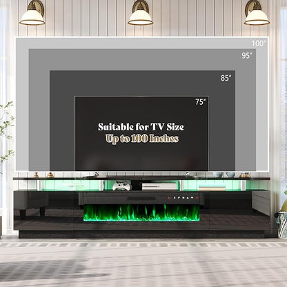 AMERLIFE 90" High Gloss 2 Tier TV Stand - Image 5
