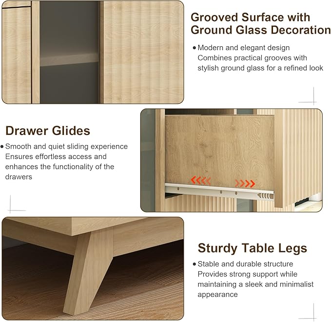 Fluted Sideboard Buffet Cabinet - Image 5