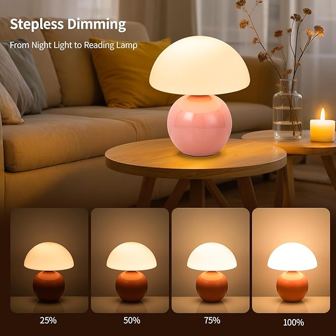 Mushroom Table Lamp, Ceramic Base - Image 3
