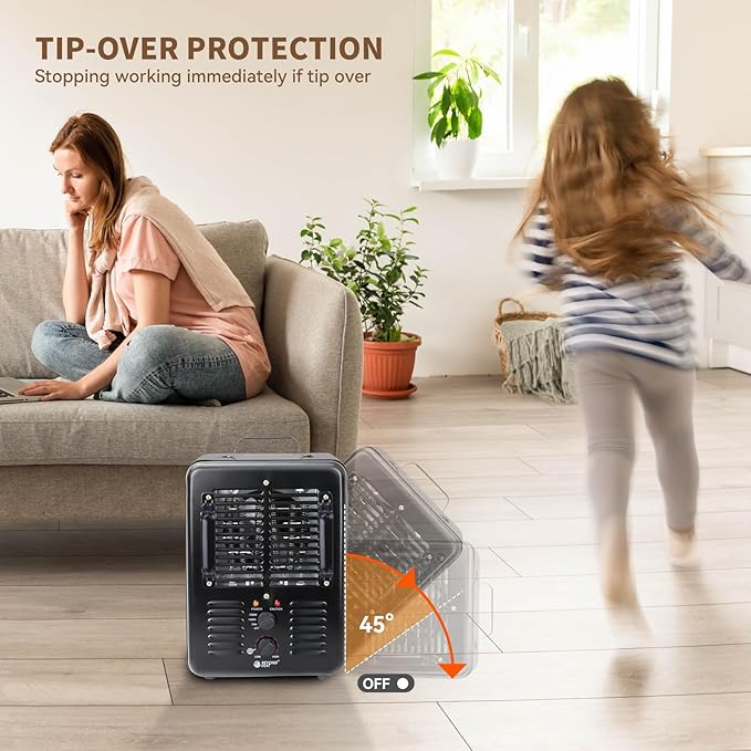 Milkhouse Space Heater, 1300W/1500W Electric Heater - Image 4