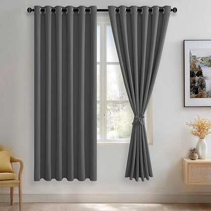 JIUZHEN Dark Grey Blackout Curtains by JIUZHEN