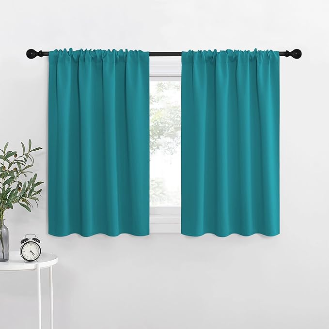 NICETOWN RV Blackout Curtains for Camper Windows, Peacock Blue, Kitchen Curtains by NICETOWN