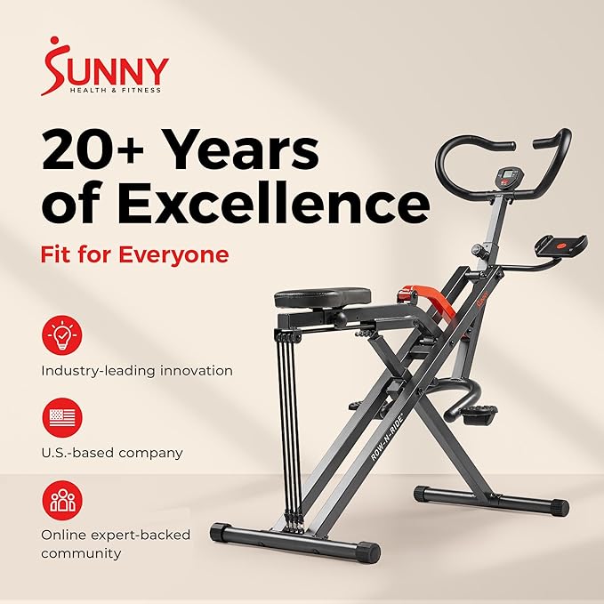 Sunny Health & Fitness Smart Heavy Duty Row-N-Ride, Squat Assist Trainer - Image 9