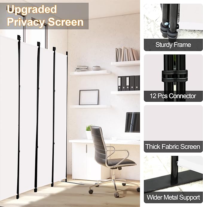 MAYOLIAH 4 Panel Room Divider Screen 6Ft Tall Foldable Privacy Dividers Indoor - Image 3