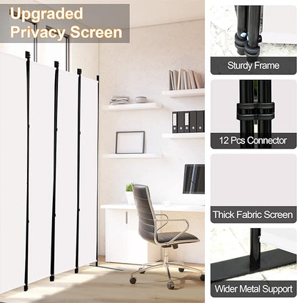 MAYOLIAH 4 Panel Room Divider Screen 6Ft Tall Foldable Privacy Dividers Indoor - Image 3