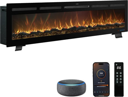 72 Inch WiFi-Enabled Recessed Electric Fireplace Inserts by Mystflame