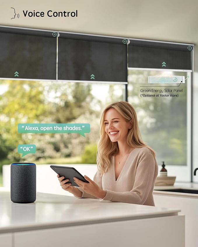 Yoolax Motorized Solar Shades, Flame Resistat Smart Blinds - Image 2