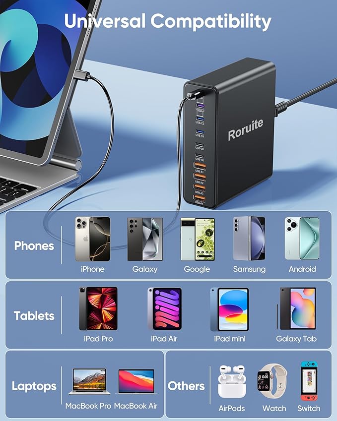 460W USB C Charger Block, 10-Port Charging Station GaN Fast Charger Block Type - Image 7