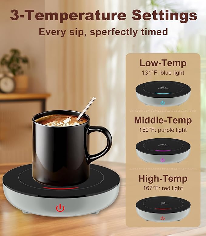 Kepwam Coffee Mug Warmer for Desk, 3-Temp Fast Heating Cup Warmer - Image 3