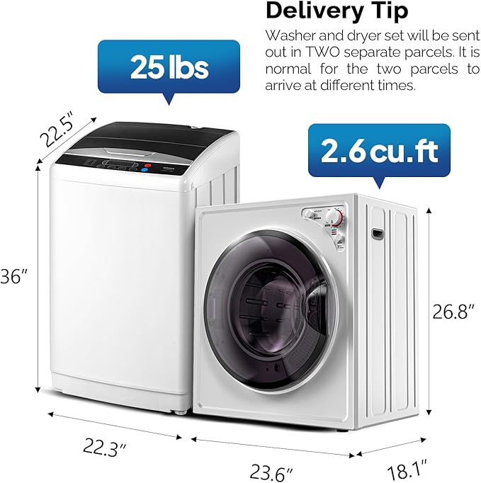 ROVSUN 2.6CuFt Clothes Dryer and 25LBS Full-Automatic Washing Machine Set - Image 3