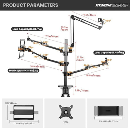 TARION Overhead Camera Desk Mount: 4-in-1 Heavy Duty Mount Set - Image 5