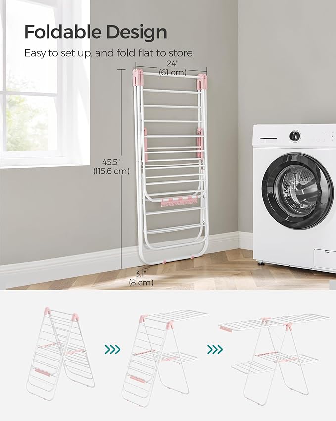 SONGMICS Clothes Drying Rack, Foldable 2-Level Laundry Drying Rack, - Image 7
