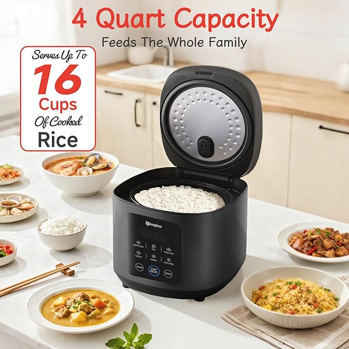 SIMPLUS Rice Cooker 8 Cups Uncooked / 16-Cup Cooked, Large Rice Maker and Warmer - Image 5