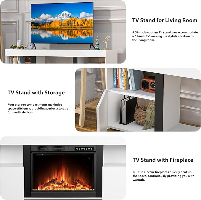 59" Electric Fireplace TV Stand - Image 5