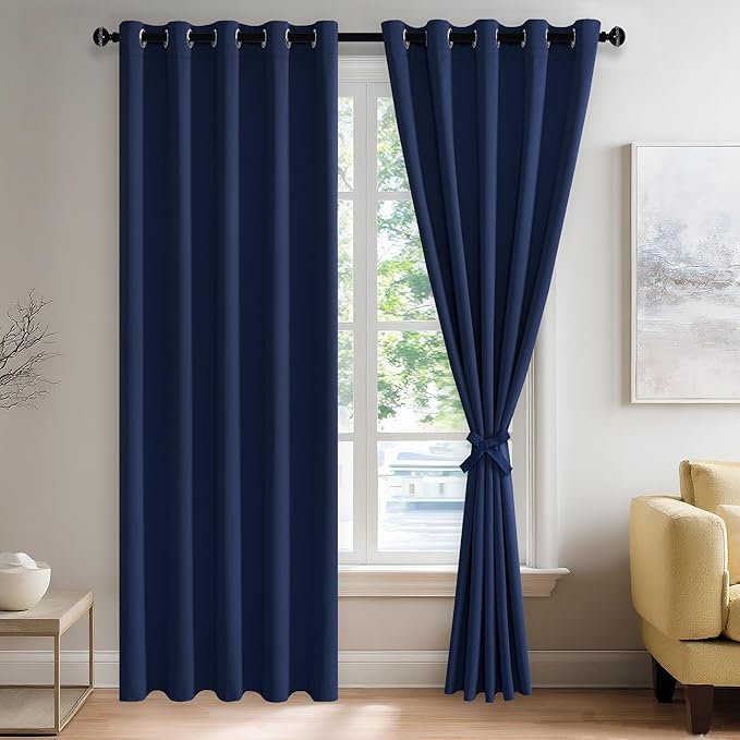 JIUZHEN Navy Blue Blackout Curtains by JIUZHEN