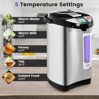 COSTWAY Instant Electric Hot Water Boiler and Warmer, 5-Liter LCD Water Pot - Image 3