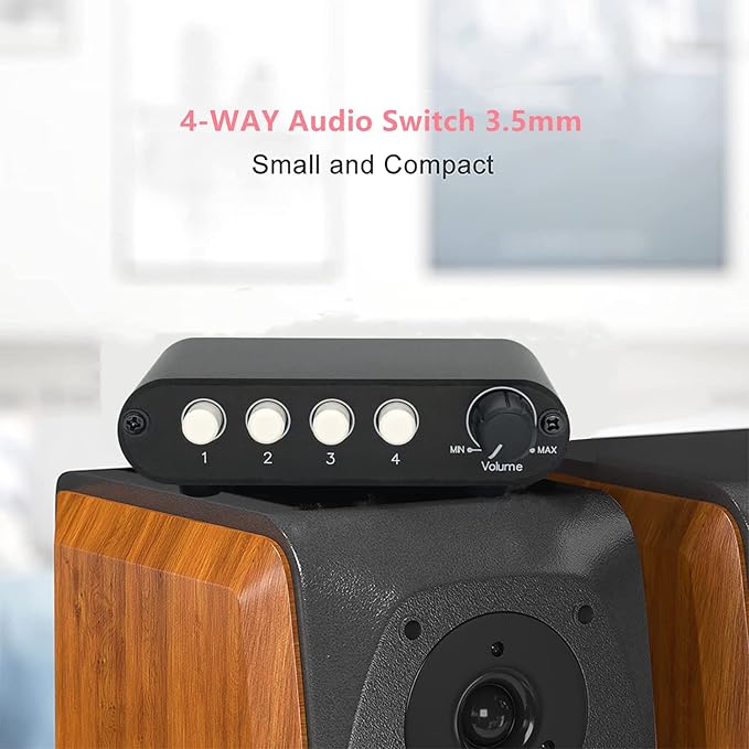TENEALAY 4-Way 3.5mm Stereo Audio Switch Input Signal Source Switcher Selector - Image 2