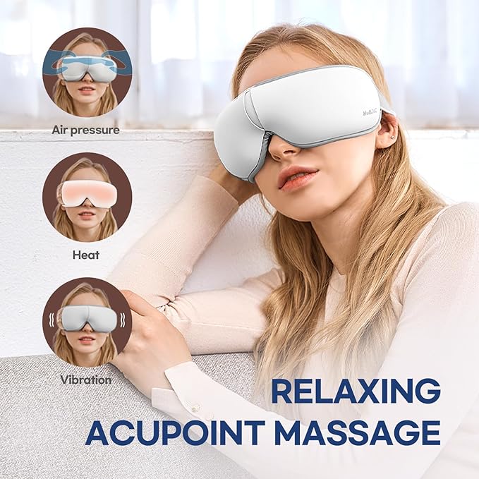 HubiCare Eye Massager with Heat, and Music Helps Relieve Strain, Dark Circles - Image 4