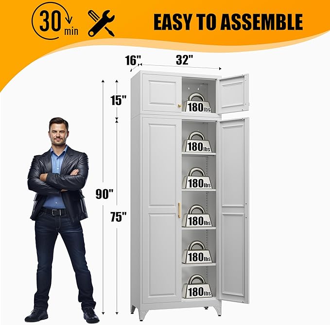 Kitchen Pantry Storage Cabinets, Utility Kitchen Cupboard, Large Steel Cabinets - Image 3