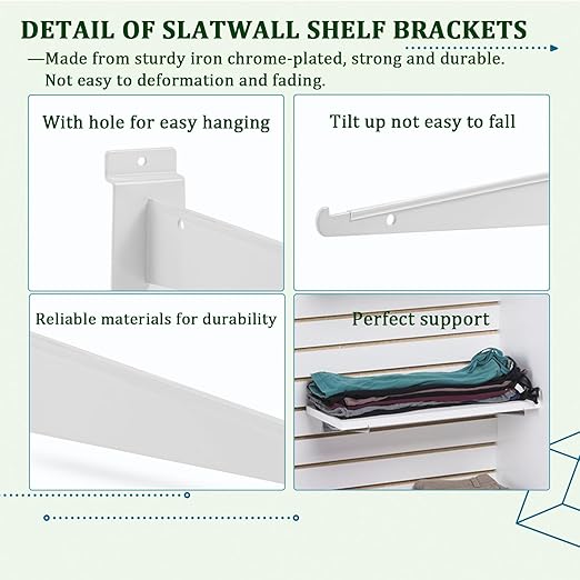 10Pack Slatwall Shelf Brackets, 6 inch Slatwall Bracket - Image 3