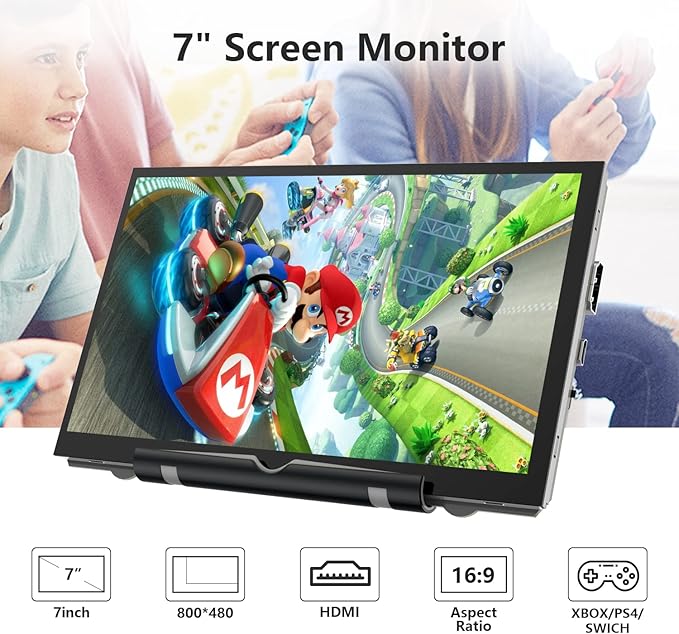 HAMTYSAN Raspberry Pi Screen, 7 Inch Portable Monitor External Display 800x480 - Image 2