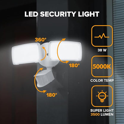 LUTEC 38W 3500 Lumen LED Motion Activated Integrated Dual-Head Floodlight - Image 2