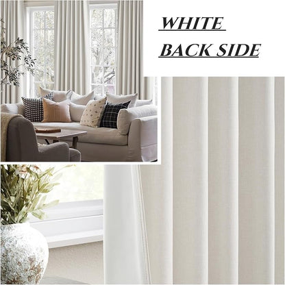 Short Linen Blackout Curtains for Bedroom 45 Inches Length 2 Panels Set - Image 6